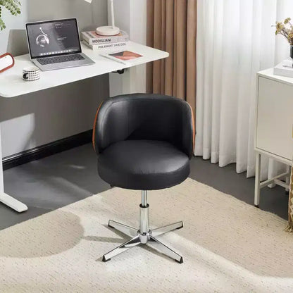 Chaise de bureau moderne en PU pivotante, sans accoudoirs, sans roulettes, hauteur réglable avec dossier de support en panier