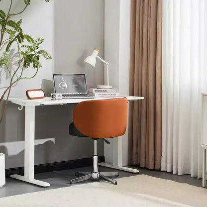 Chaise de bureau moderne en PU pivotante, sans accoudoirs, sans roulettes, hauteur réglable avec dossier de support en panier