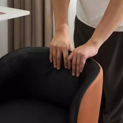 Chaise de bureau moderne en PU pivotante, sans accoudoirs, sans roulettes, hauteur réglable avec dossier de support en panier
