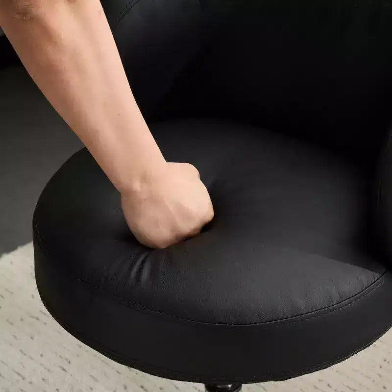Chaise de bureau moderne en PU pivotante, sans accoudoirs, sans roulettes, hauteur réglable avec dossier de support en panier