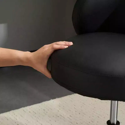 Chaise de bureau moderne en PU pivotante, sans accoudoirs, sans roulettes, hauteur réglable avec dossier de support en panier