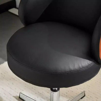 Chaise de bureau moderne en PU pivotante, sans accoudoirs, sans roulettes, hauteur réglable avec dossier de support en panier