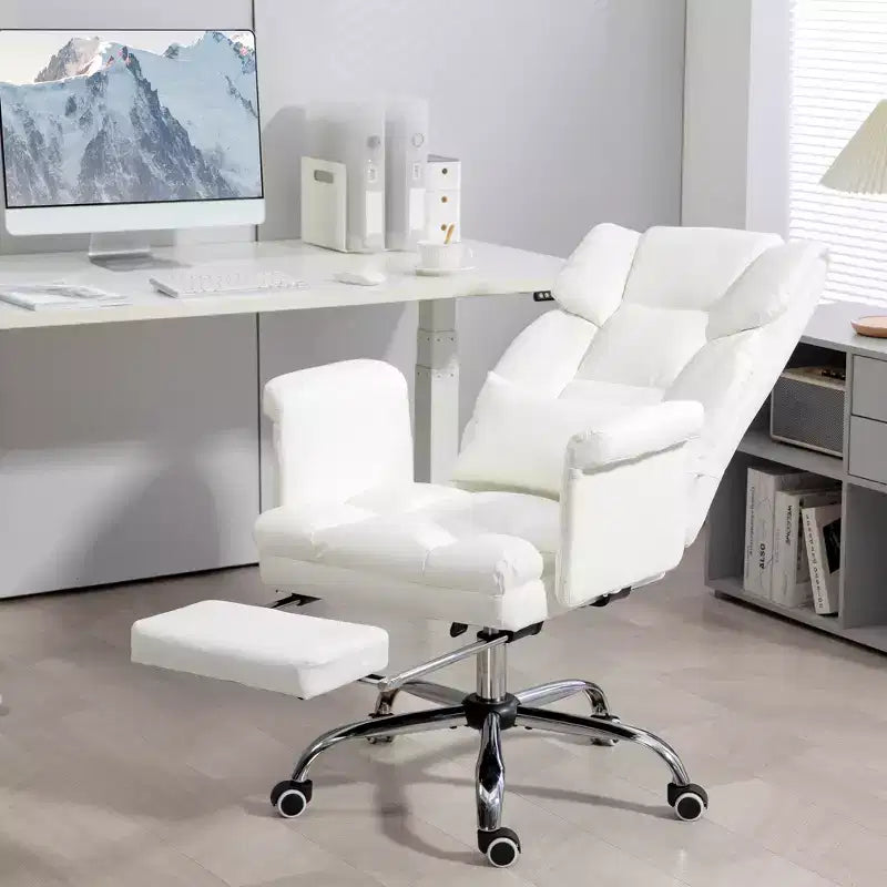 Fauteuil de bureau exécutif avec repose-pieds et support lombaire — Cuir PU, ergonomique, inclinable, pivotant