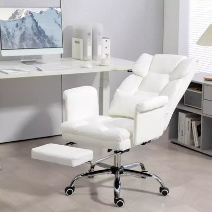 Fauteuil de bureau exécutif avec repose-pieds et support lombaire — Cuir PU, ergonomique, inclinable, pivotant
