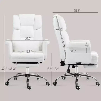 Fauteuil de bureau exécutif avec repose-pieds et support lombaire — Cuir PU, ergonomique, inclinable, pivotant