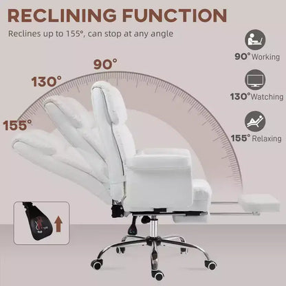 Fauteuil de bureau exécutif avec repose-pieds et support lombaire — Cuir PU, ergonomique, inclinable, pivotant