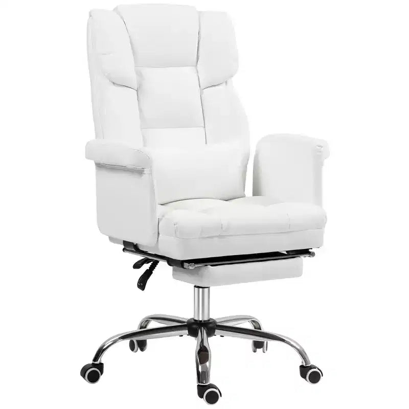 Fauteuil de bureau exécutif avec repose-pieds et support lombaire — Cuir PU, ergonomique, inclinable, pivotant