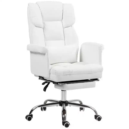 Fauteuil de bureau exécutif avec repose-pieds et support lombaire — Cuir PU, ergonomique, inclinable, pivotant