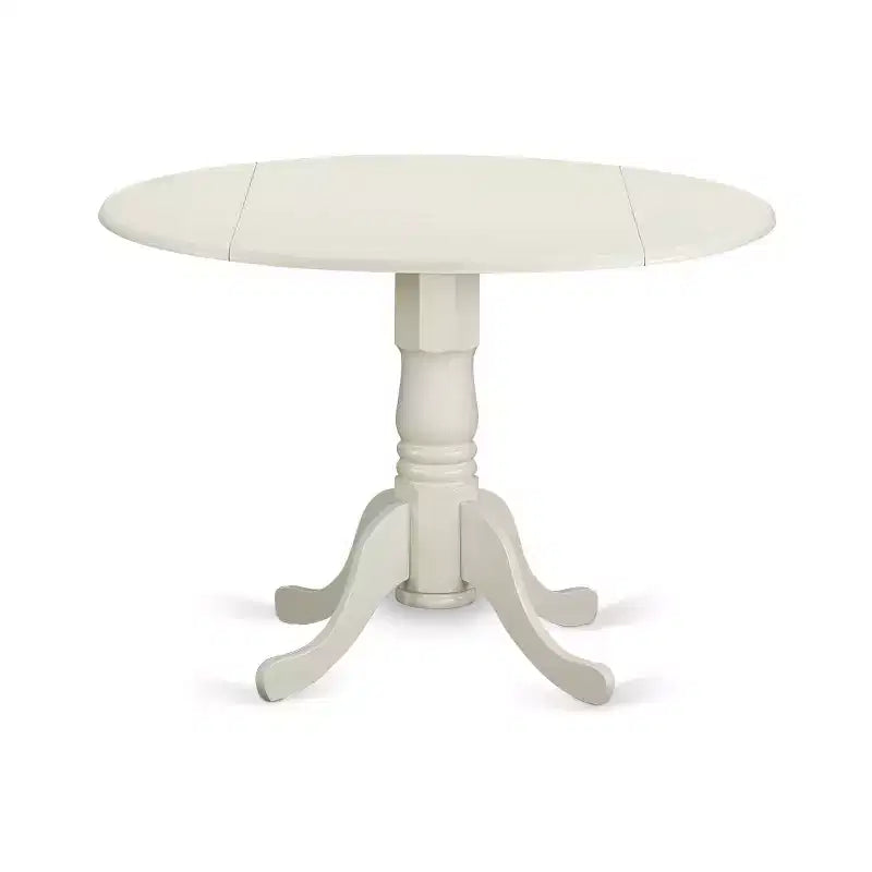 Table à manger ronde avec 2 fauteuils rembourrés, lin blanc et bois massif, diamètre 42 pouces