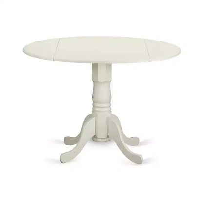 Table à manger ronde avec 2 fauteuils rembourrés, lin blanc et bois massif, diamètre 42 pouces