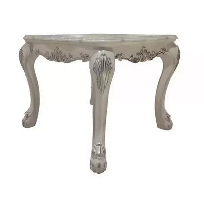 Table d'appoint sculptée noire avec accent argenté