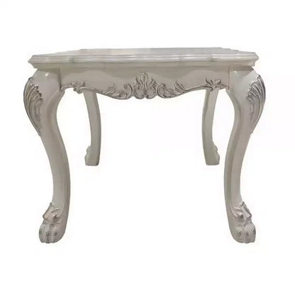 Table d'appoint sculptée noire avec accent argenté