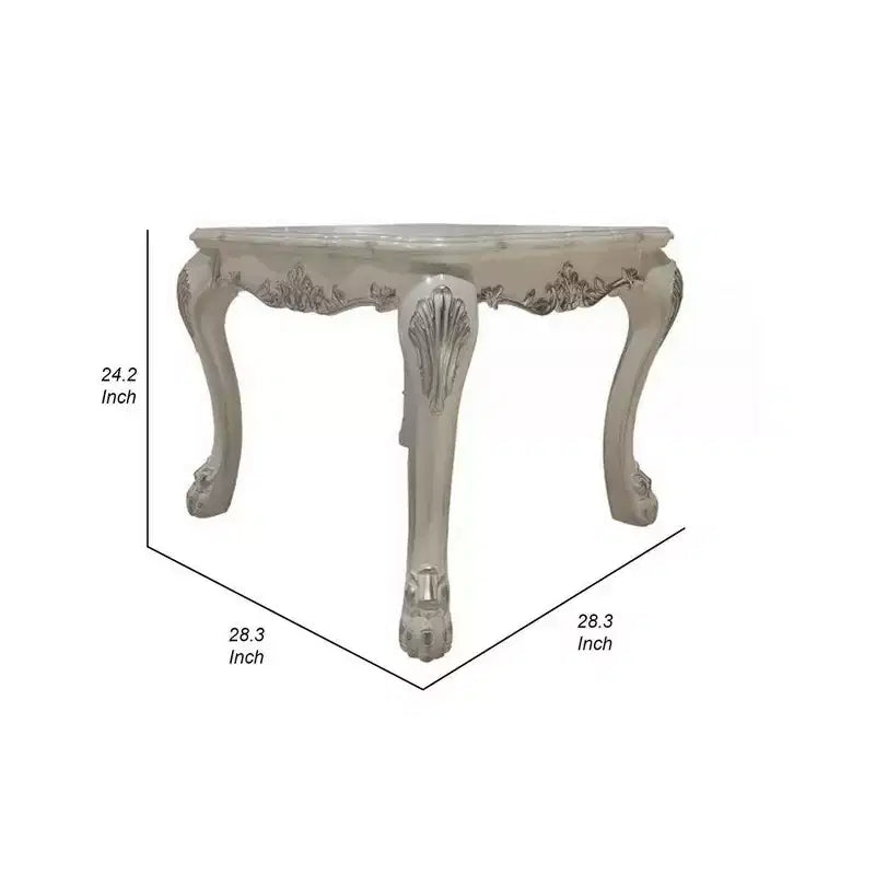 Table d'appoint sculptée noire avec accent argenté