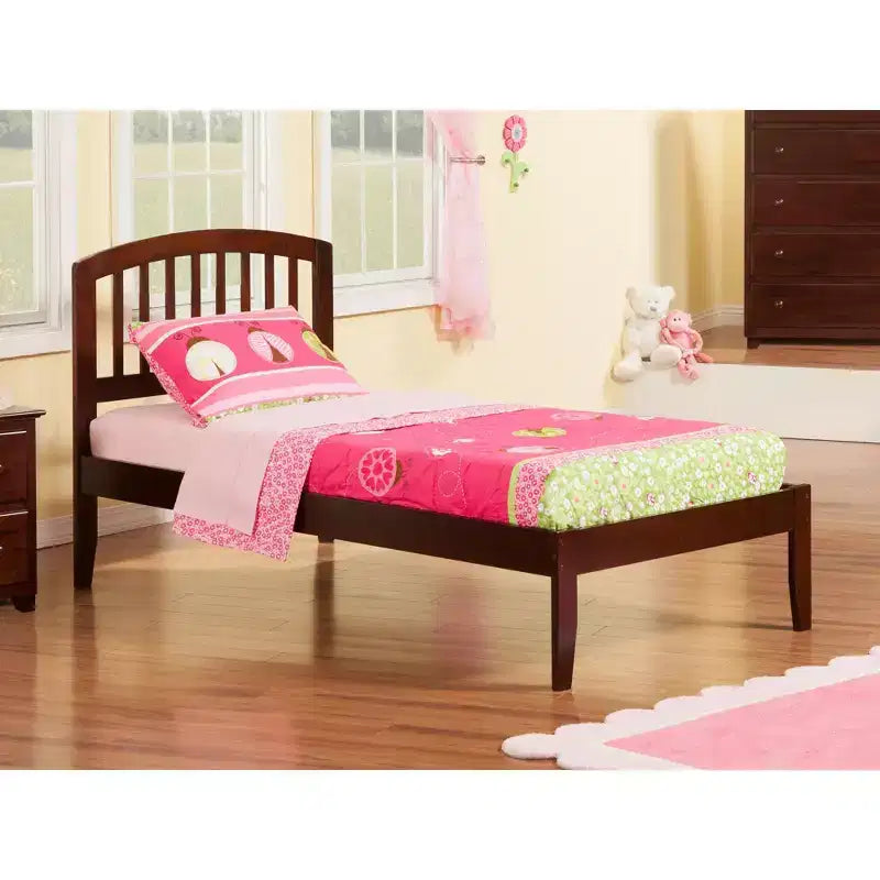 Lit plateforme avec tête de lit arquée et lattes en bois robustes, aucun sommier tapissier requis, 41,6"H