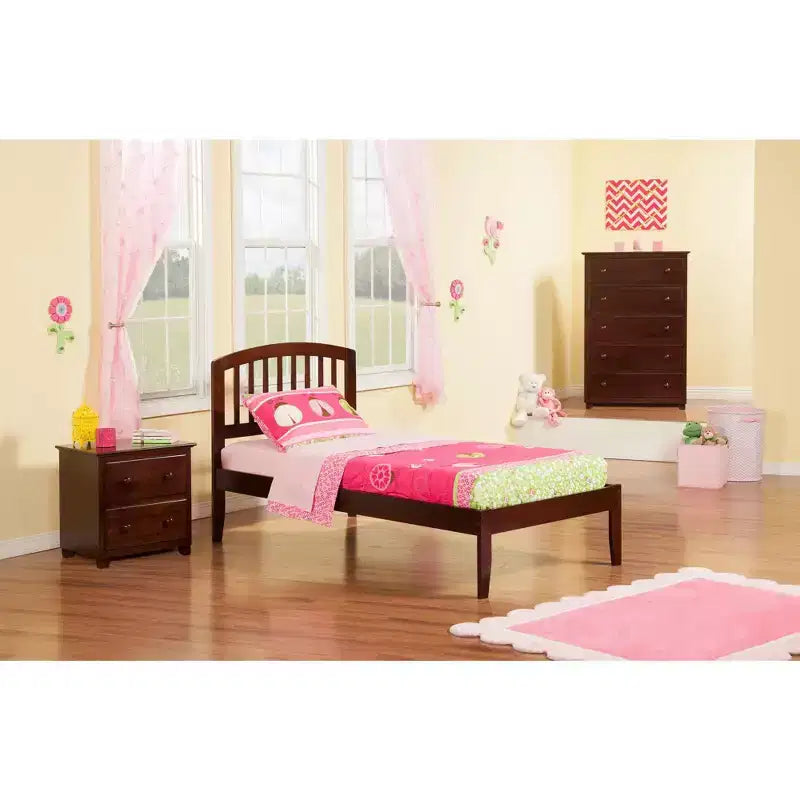Lit plateforme avec tête de lit arquée et lattes en bois robustes, aucun sommier tapissier requis, 41,6"H