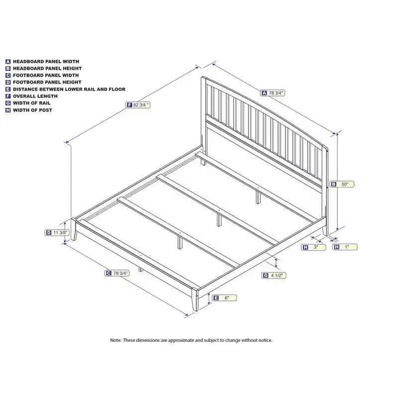 Tête de lit autoportante en bois de noyer King Size, 78 po de largeur, compatible avec les cadres de lit standard