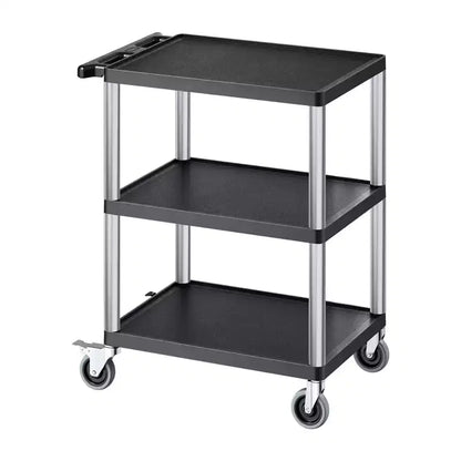 VEVOR Utility Cart, 300 lbs Load Capacity, 27.6 x 18.1-inch Service Cart, Three-Shelf Heavy Duty Plastic Utility Cart with 360 Swivel Wheels, Black