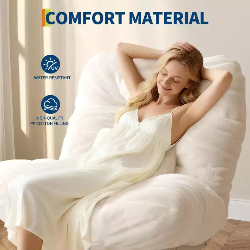 Grand fauteuil Papasan pivotant à 360° avec base à bascule en métal, chaise longue en rotin moelleux, coussin épais de 16 cm de profondeur, intérieur/extérieur, beige