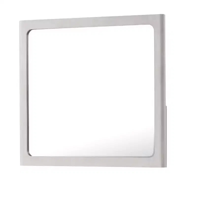 Miroir de commode rectangulaire, 40" en chêne blanc et bois d'hévéa avec bord biseauté, fixation murale