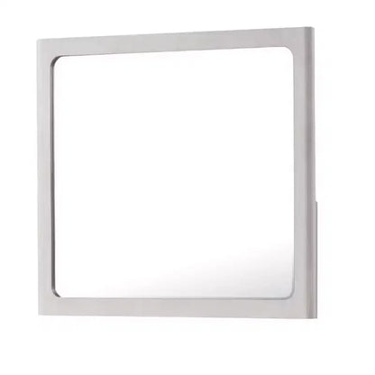Miroir de commode rectangulaire, 40" en chêne blanc et bois d'hévéa avec bord biseauté, fixation murale