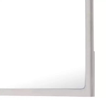 Miroir de commode rectangulaire, 40" en chêne blanc et bois d'hévéa avec bord biseauté, fixation murale