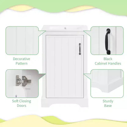 Meuble-lavabo autoportant de salle de bain de 30 pouces avec évier, en MDF blanc et bois d'hévéa, 3 tiroirs et étagère réglable