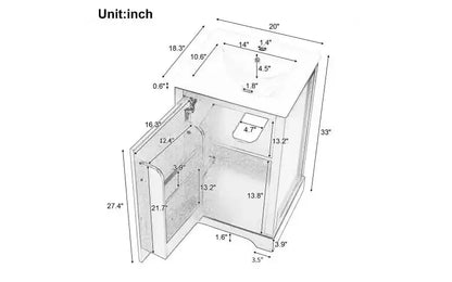 Meuble-lavabo autoportant de salle de bain de 30 pouces avec évier, en MDF blanc et bois d'hévéa, 3 tiroirs et étagère réglable