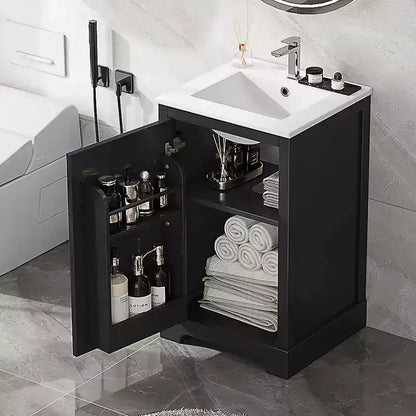 MAYEERTY 30 Bathroom Vanity with Sink White MDF Rubberwood 3 Drawers Adjustable Shelf Freestanding