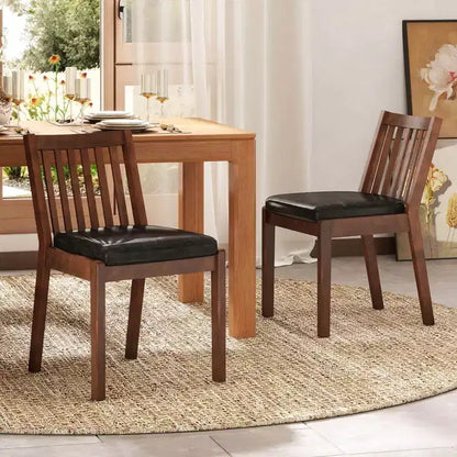 Chaises de salle à manger sans accoudoirs en similicuir, espresso, cadre en bois d'hévéa, capacité de 181 kg