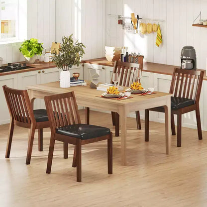Chaises de salle à manger sans accoudoirs en similicuir, espresso, cadre en bois d'hévéa, capacité de 181 kg