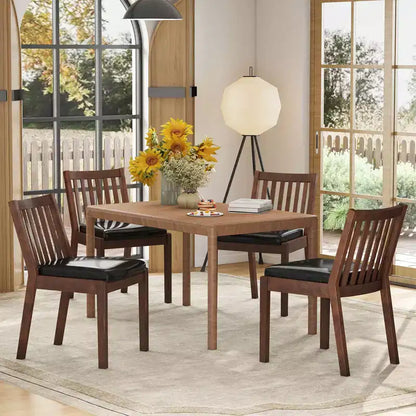 Chaises de salle à manger sans accoudoirs en similicuir, espresso, cadre en bois d'hévéa, capacité de 181 kg