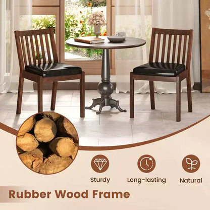 Chaises de salle à manger sans accoudoirs en similicuir, espresso, cadre en bois d'hévéa, capacité de 181 kg