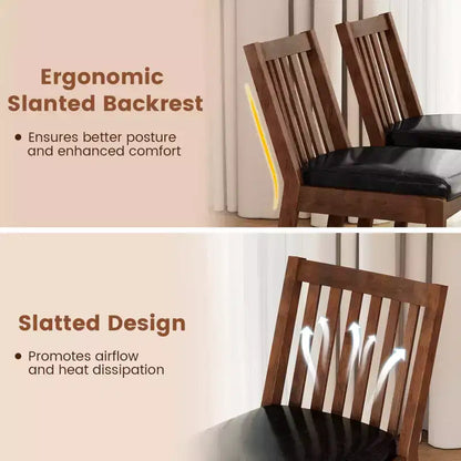 Chaises de salle à manger sans accoudoirs en similicuir, espresso, cadre en bois d'hévéa, capacité de 181 kg