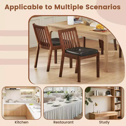 Chaises de salle à manger sans accoudoirs en similicuir, espresso, cadre en bois d'hévéa, capacité de 181 kg
