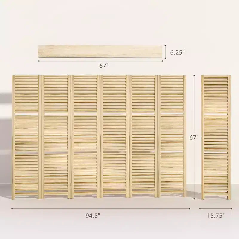 Séparateur de pièce pliant en bois à 6 panneaux et 3 étagères de 170 cm de haut pour chambre à coucher