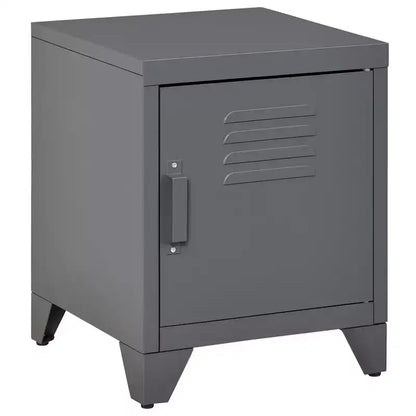 Industrial End Table, Living Room Side Table with Locker-Style Door and Adjustable Shelf