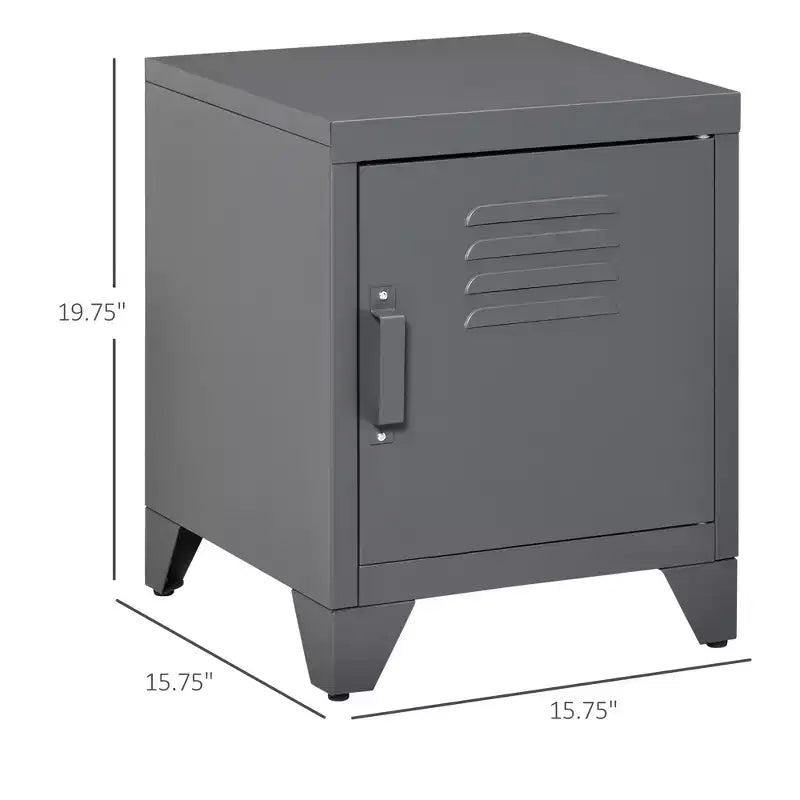 Table d'appoint industrielle, table d'appoint de salon avec porte style casier et étagère réglable