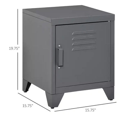 Table d'appoint industrielle, table d'appoint de salon avec porte style casier et étagère réglable