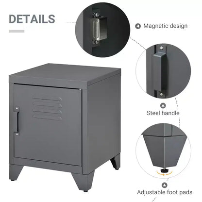 Table d'appoint industrielle, table d'appoint de salon avec porte style casier et étagère réglable