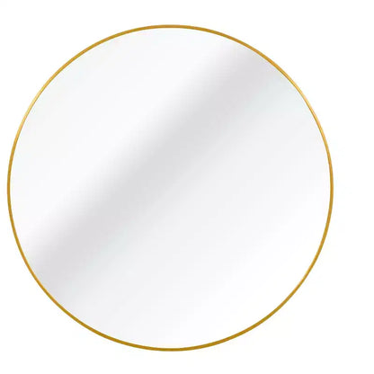 Miroir mural rond de 32 pouces avec cadre en aluminium, verre trempé, pour salle de bain et chambre à coucher