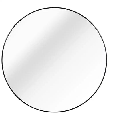 Miroir mural rond de 32 pouces avec cadre en aluminium, verre trempé, pour salle de bain et chambre à coucher