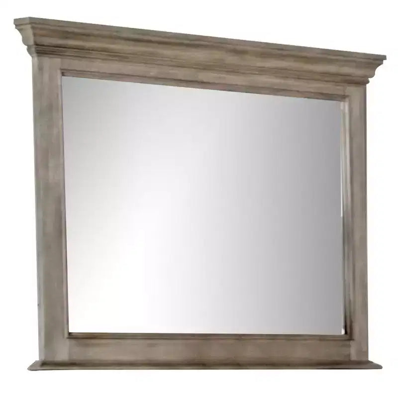 Miroir de coiffeuse avec moulure décorative, finition chêne vieilli