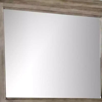 Miroir de coiffeuse avec moulure décorative, finition chêne vieilli