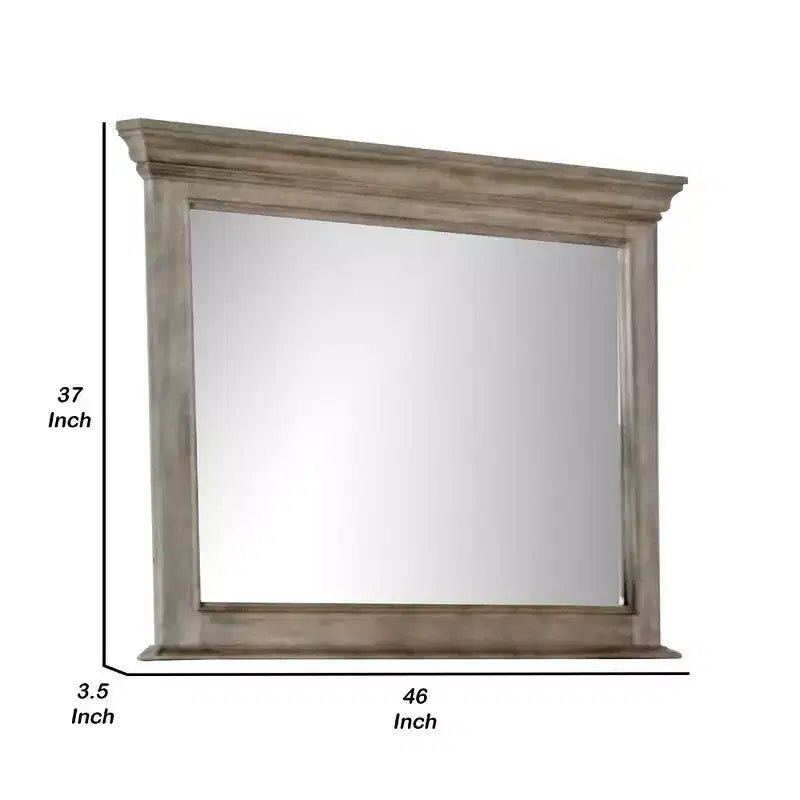 Miroir de coiffeuse avec moulure décorative, finition chêne vieilli