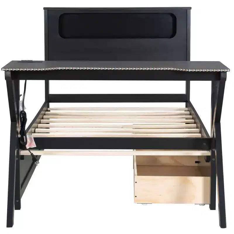 Lit plateforme jumeau avec bureau