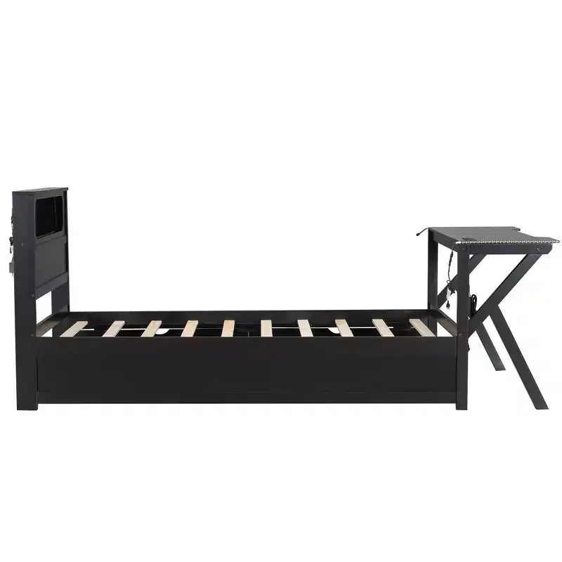 Lit plateforme jumeau avec bureau