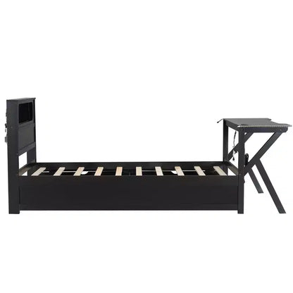 Lit plateforme jumeau avec bureau