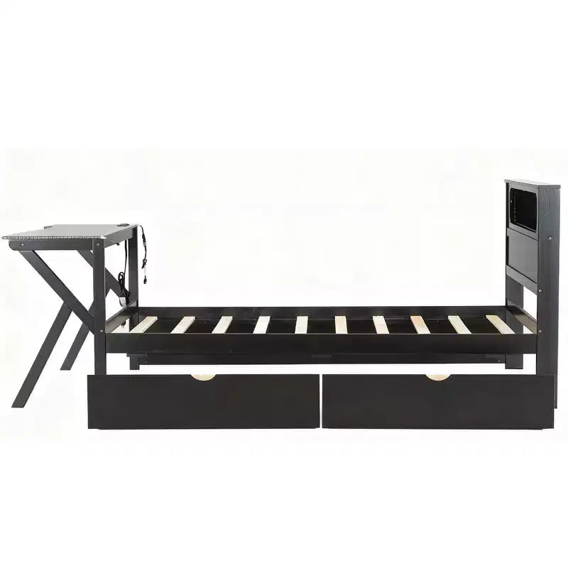 Lit plateforme jumeau avec bureau