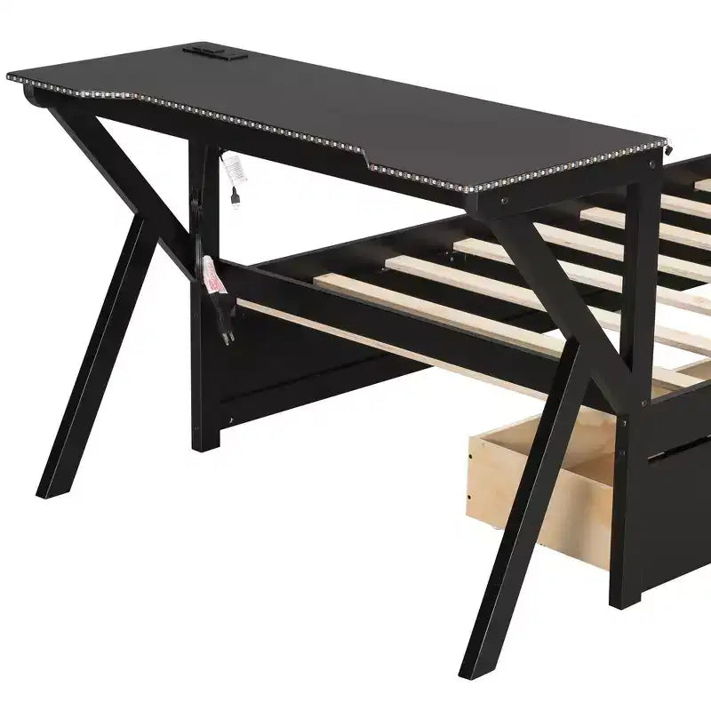 Lit plateforme jumeau avec bureau