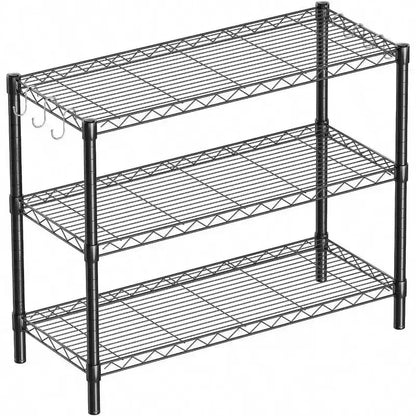 3 - Shelf Adjustable Metal Shelf Wire Shelving Unit Storage Rack Display Shelf Office Kitchen Bedroom Bathroom Laundry